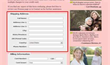 Shows an example of how to fill out the patient information form.
