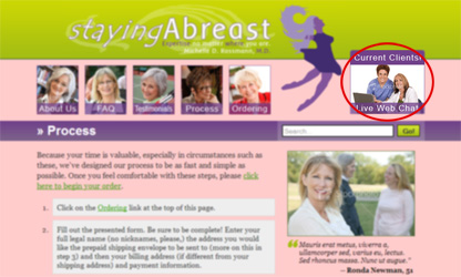 Shows the location of the Live Chat navigation link.